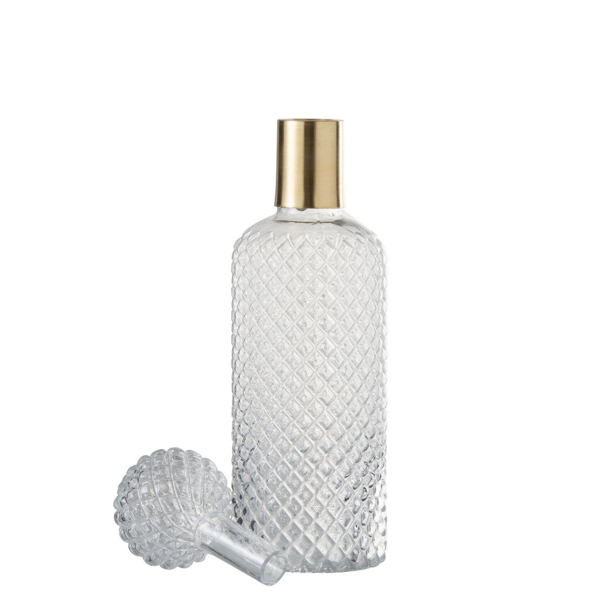 J-Line Fles+Stop Deco Relief Glas Transparant Large