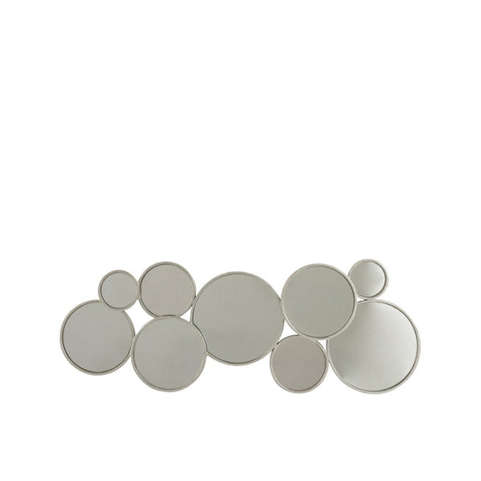 J-Line Spiegel 9 Ronden Metaal Zilver - Wandspiegel 84.00 x 5.00 cm