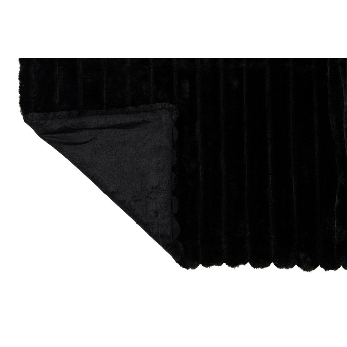 J-Line Plaid corduroy - polyester - zwart - 180 x 130 cm - woonaccessoires