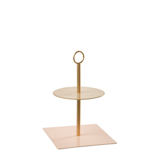 J-Line etagere Rond+Vierkant Metaal Lichtroze/Beige