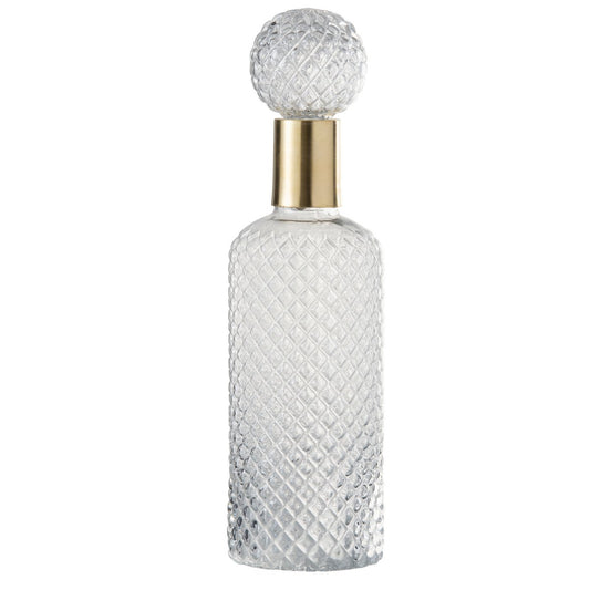 J-Line Fles+Stop Deco Relief Glas Transparant Large