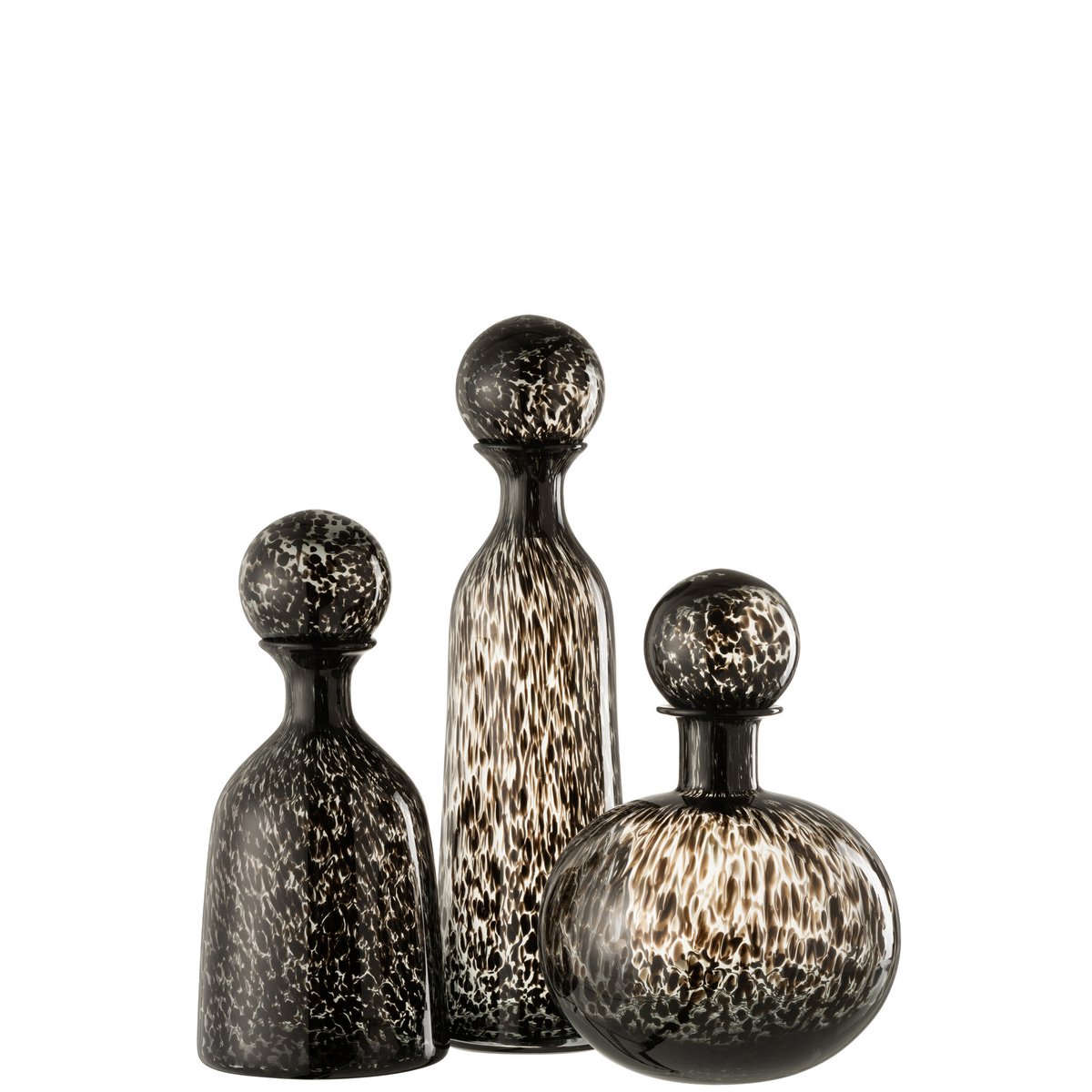J-Line Fles+Stop Stip Decoratief Hoog Glas Zwart Large