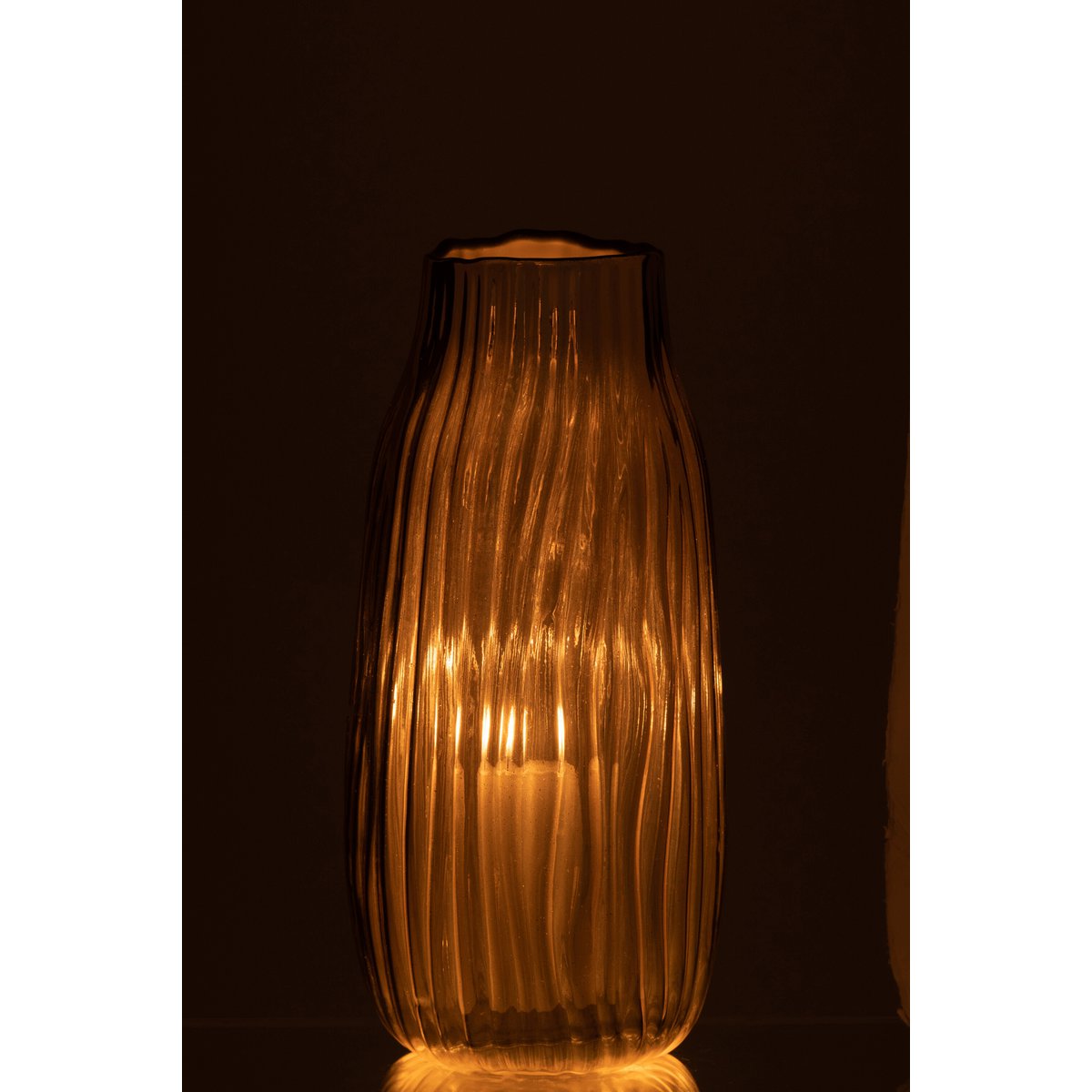J-Line Vaas Inkepingen Glas Goud Medium - 26.00 cm hoog