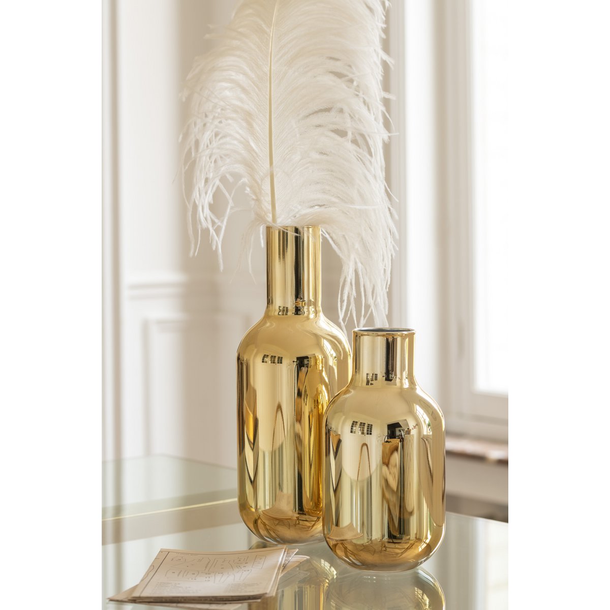 J-Line Fles Decoratief Glas Goud Small - 23.5 cm hoog