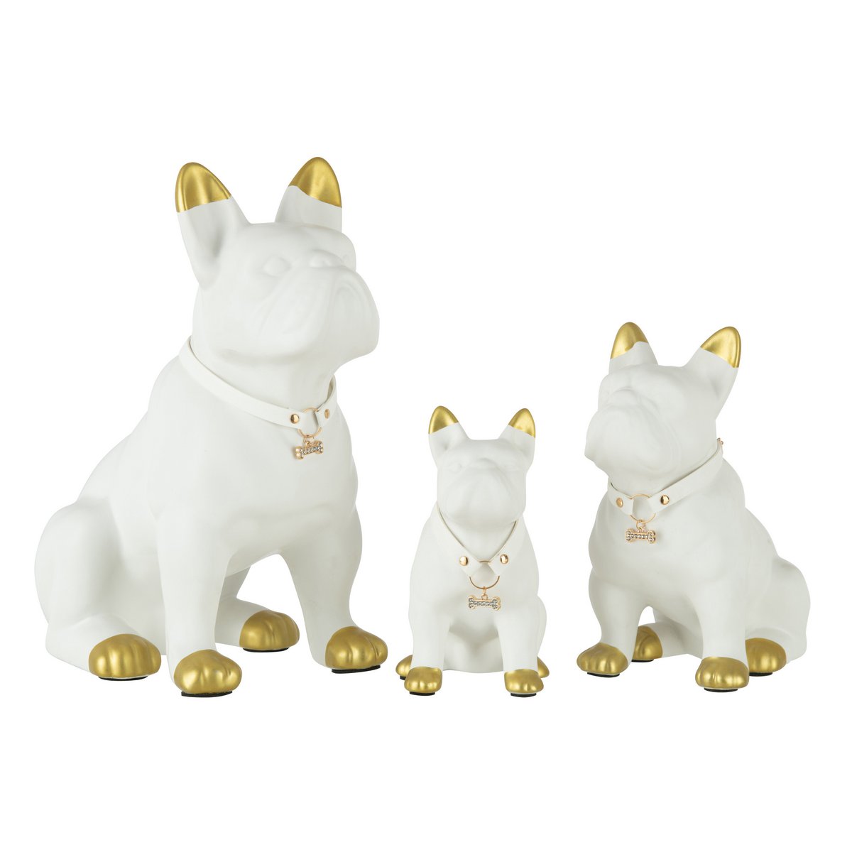 J-Line Hond Keramiek Wit/Goud Large
