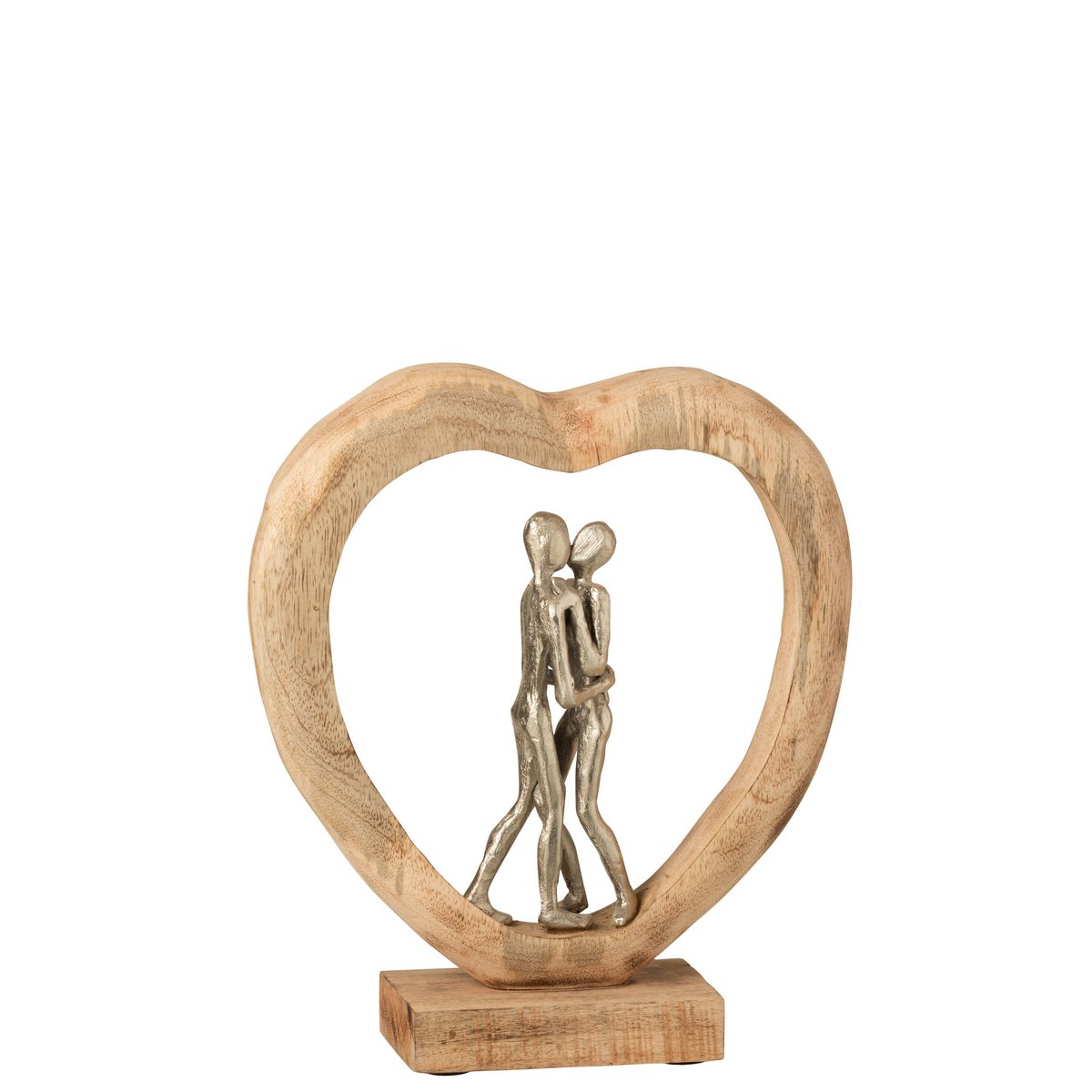J-Line Figuur Koppel Mangohout/Aluminium Naturel/Wit